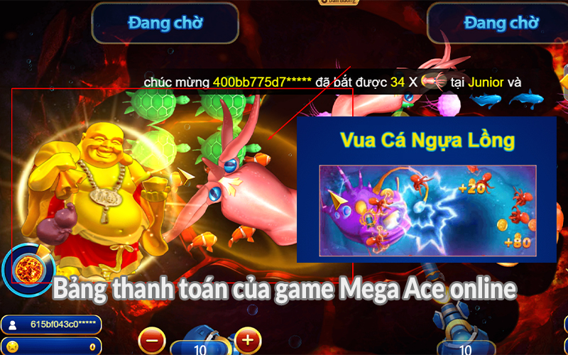Bảng thanh toán của game Mega Ace online
