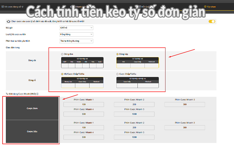 Cách tính tiền kèo tỷ số đơn giản