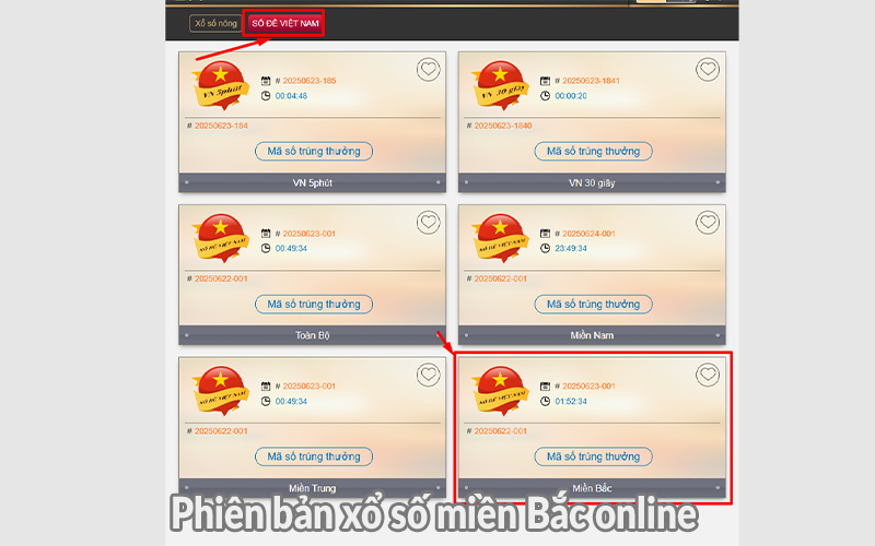 Phiên bản xổ số miền Bắc online